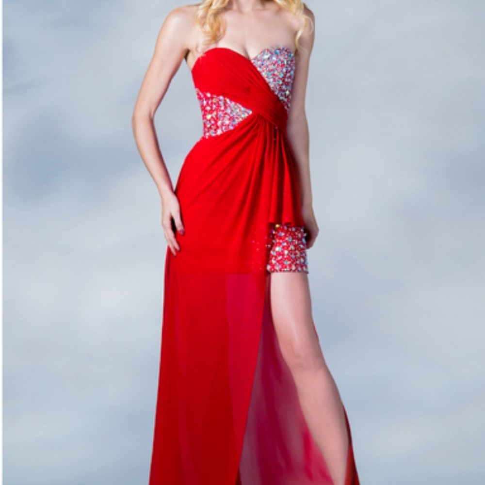 Chiffon Overlay Red Formal/Prom/Pageant Dress